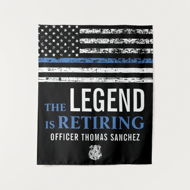 Tapiz Fiesta de Jubilación de la Policía con Bandera Azu (Anverso)