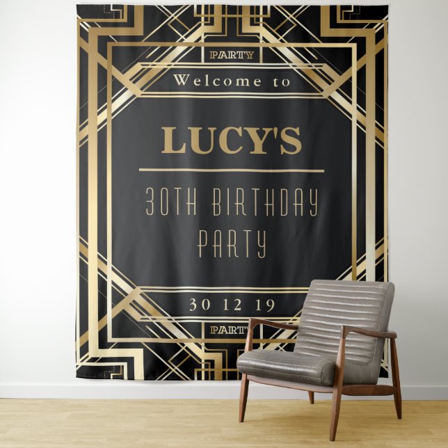 Tapiz Fiesta de la Gran Gatsby Boda Fotomatón Fondo (In situ)