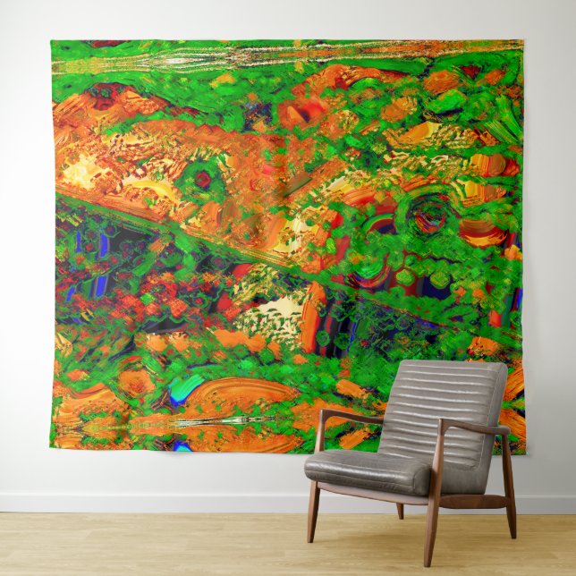 Tapiz Fiesta de la máscara o carnaval de pinturas, naran (In situ (horizontal))