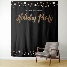 Fiesta de Navidad corporativa con fondo dorado