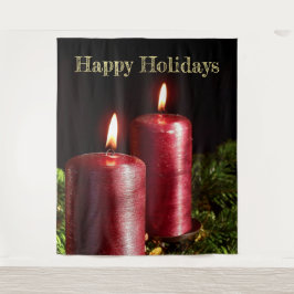 Tapiz Fiesta de Navidad Velas Rojas Fiestas de Invierno