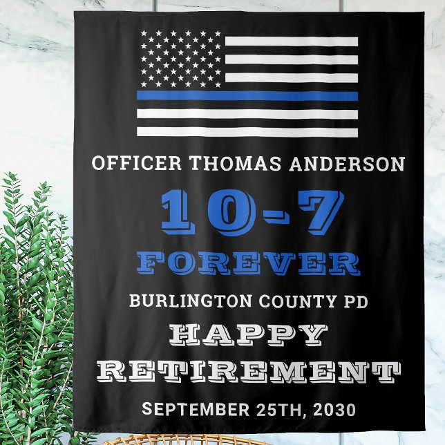 Tapiz Fiesta de policía delgada línea azul feliz retiro (Subido por el creador)