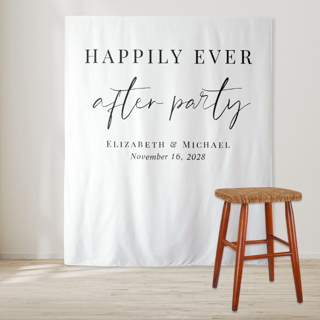 Tapiz Fiesta de recepción de boda Felices para siempre (Subido por el creador)