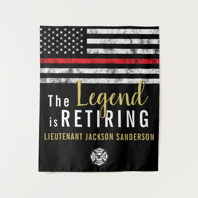 Tapiz Fiesta de retiro bombero de la línea roja delgada (Anverso)