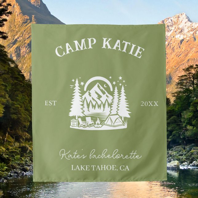 Tapiz Fiesta de Soltera de Camping Personalizada Campame (Subido por el creador)