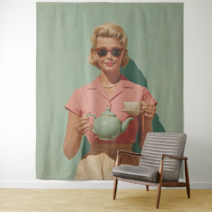Tapiz Fiesta de té de Moda retro