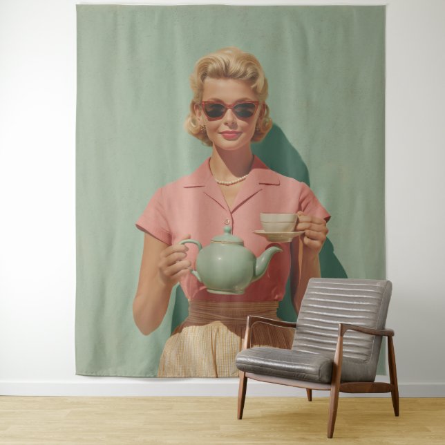 Tapiz Fiesta de té de Moda retro (In situ)