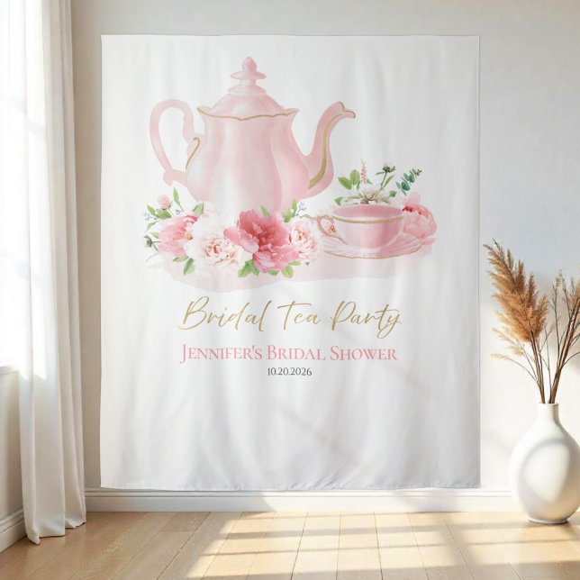 Tapiz Fiesta de té de novia | Fondo de ducha de novia ro (Subido por el creador)