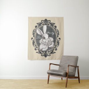 Tapiz Fiesta del té de conejo victoriano