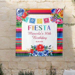 Tapiz Fiesta floral colorida de serape mexicano