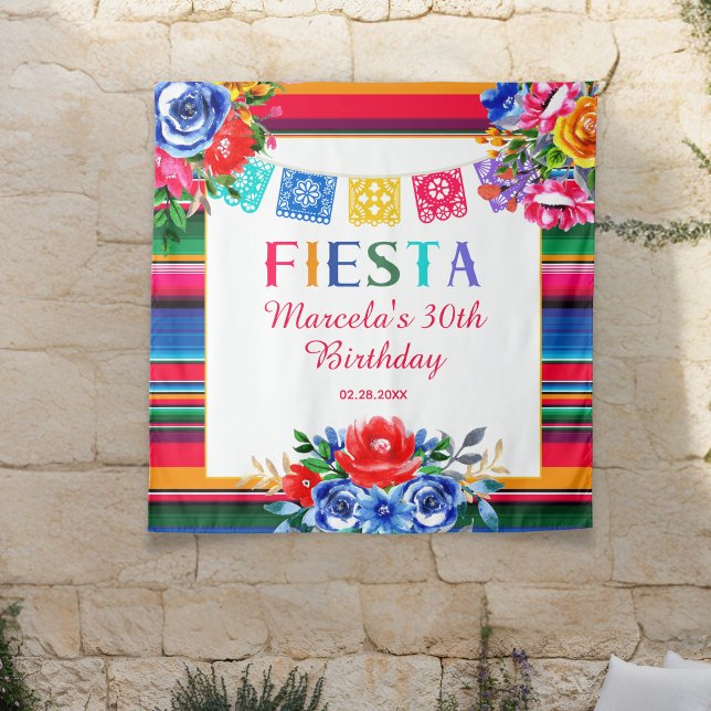 Tapiz Fiesta floral colorida de serape mexicano (Subido por el creador)