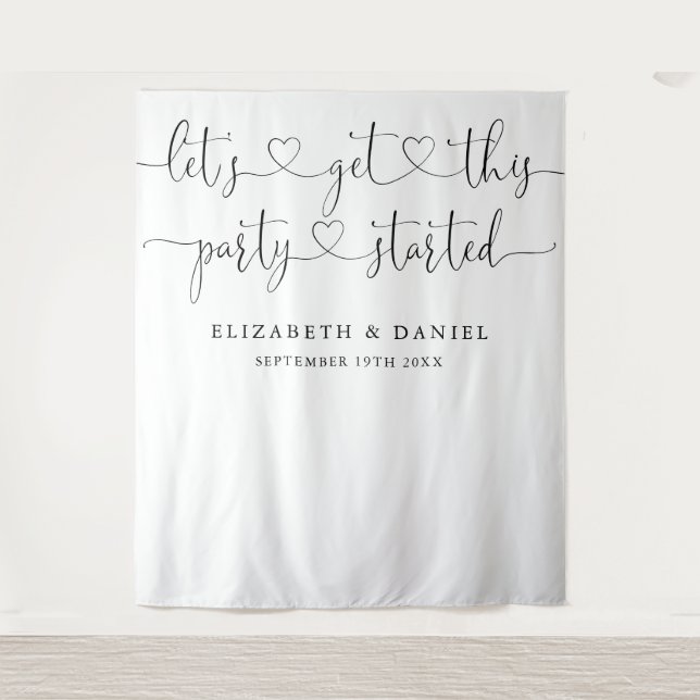 Tapiz Fiesta Inició el Boda de guiones cardíacos (Anverso)