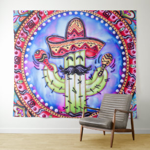 Tapiz Fiesta mexicana Cinco de Mayo Sombrero Gorra Rojo