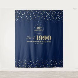 Tapiz Fiesta sindical de la clase Gold & Navy Confetti