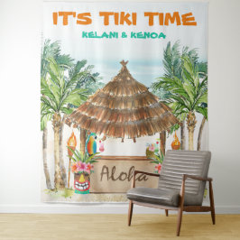 Tapiz Fiesta Tiki Luau | Bar de Tiki de Playa Tropical