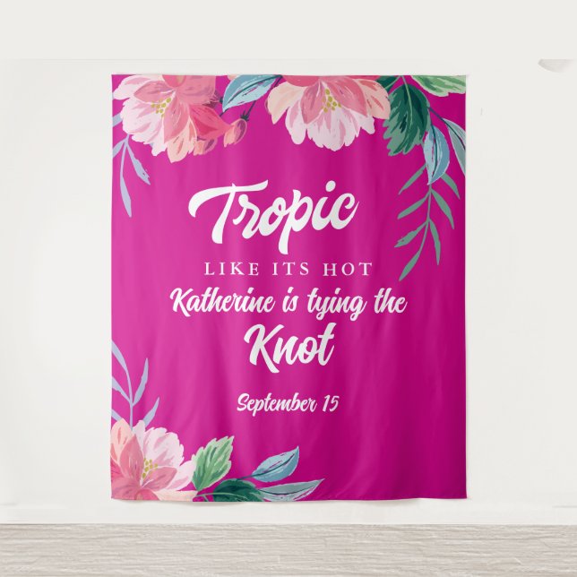 Tapiz Fiesta tropical de solomillo rosa caliente (Anverso)