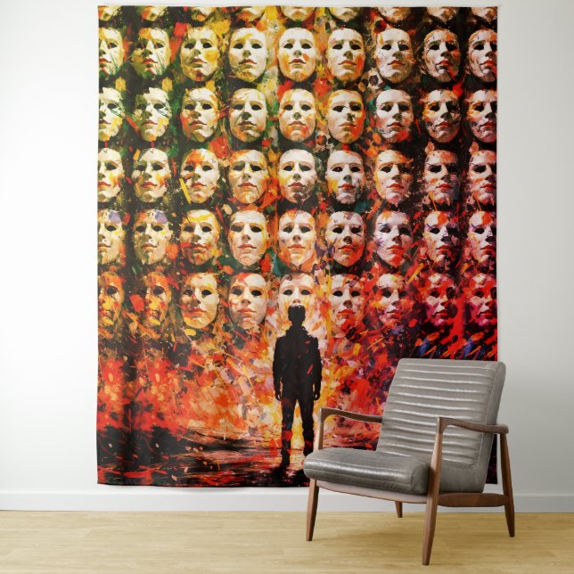 Tapiz Figura sin Rostro Multitud Enmascarada Impasto Sur (In situ)