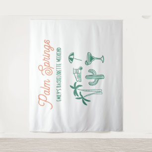 Tapiz Fin de semana de soltera rosa Palm Springs dibujad