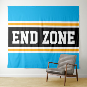 Tapiz FINAL ZONE Fun Bright Sky Blue Black Yellow Strips