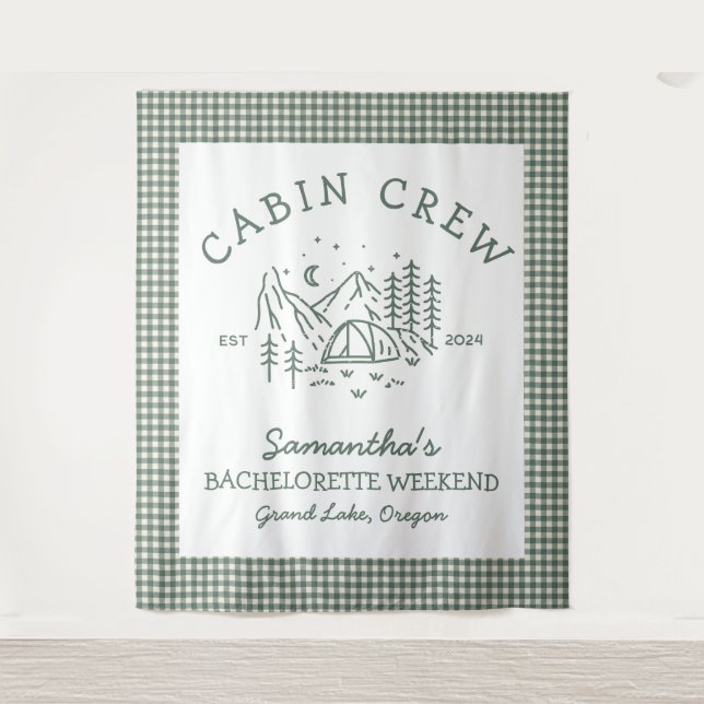 Tapiz Finde de soltera en el campamento Montañas (Anverso)