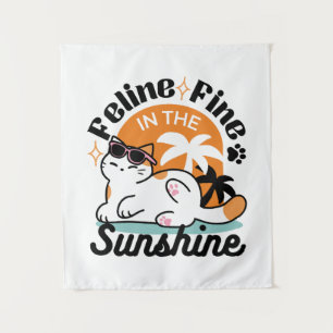 Tapiz Fino felino a la luz del sol - Gato tropical relaj