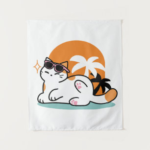 Tapiz Fino felino a la luz del sol - Gato tropical relaj