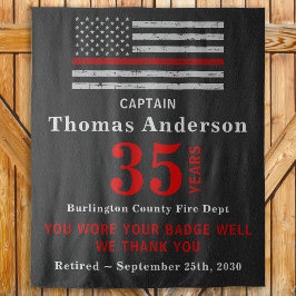 Tapiz Firefighter Retirement Thin Red Line Flag Party