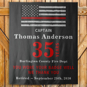 Tapiz Firefighter Retirement Thin Red Line Flag Party