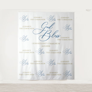 Tapiz First Communion blue photobooth backdrop