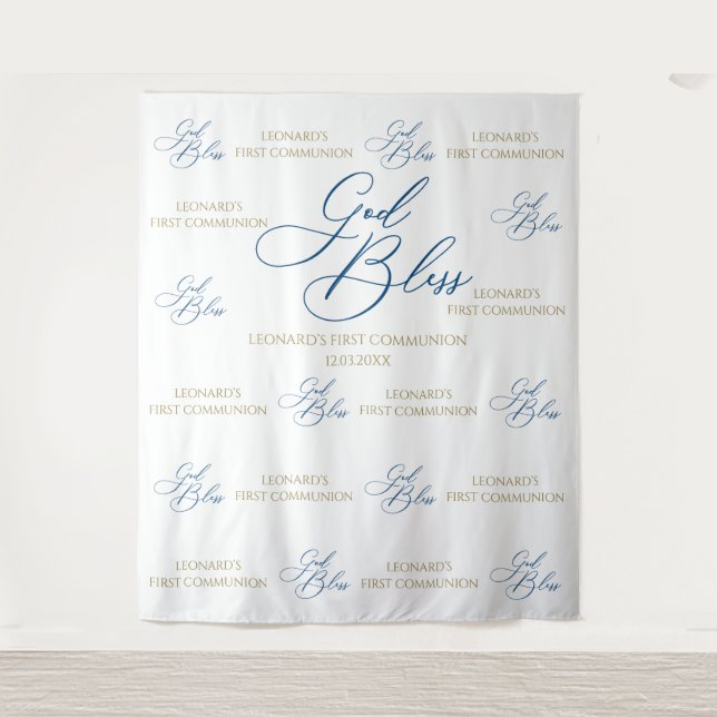 Tapiz First Communion blue photobooth backdrop (Anverso)