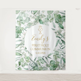 Tapiz First Communion Eucalyptus greenery backdrop banne