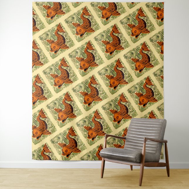 Tapiz Fish Antiguo Tile Antiguo arte (In situ)