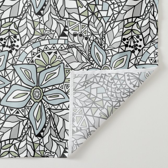 Tapiz Fishnet lace floral pattern white pink black (Detalle)