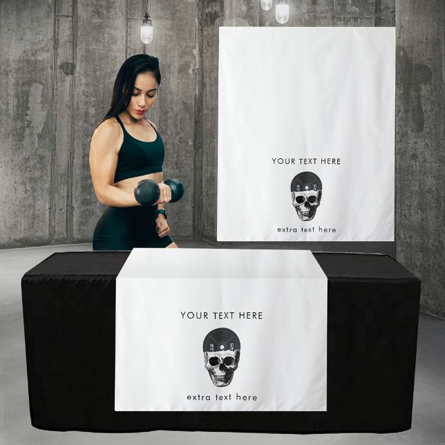Tapiz Fitness Pop Up Shop Table Runner Rótulo Business (Pop Up Shop Table Runner Sign Business Weights Gym Tapestry)