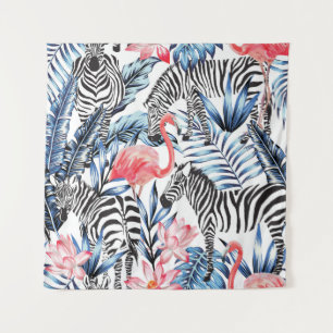 Tapiz Flalia tropical: paraíso de cebra flamenca