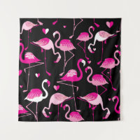 Flamencos rosados, patrón oscuro sin costuras.