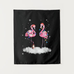Tapiz Flamingo Árbol de Navidad Santa Hat Light