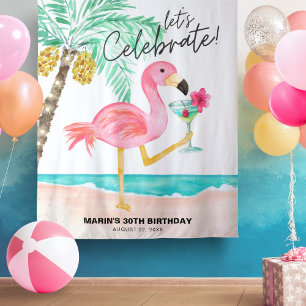 Tapiz Flamingo Beach Cocktail Tapestry Tropical de Cumpl