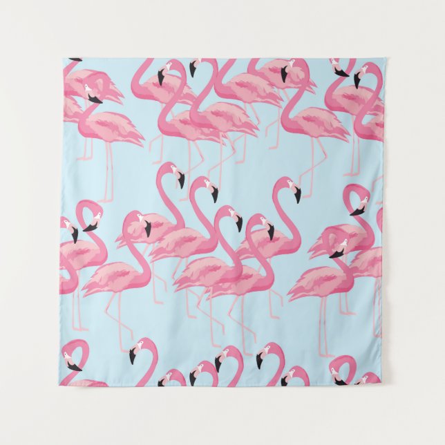 Tapiz Flamingo Flock: Impresión tropical vintage (Anverso)