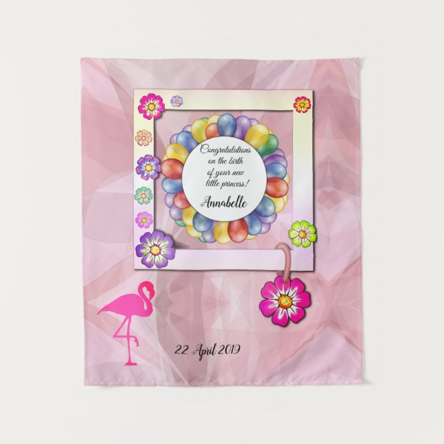 Tapiz Flamingo floral elegante y magnífico (Anverso)