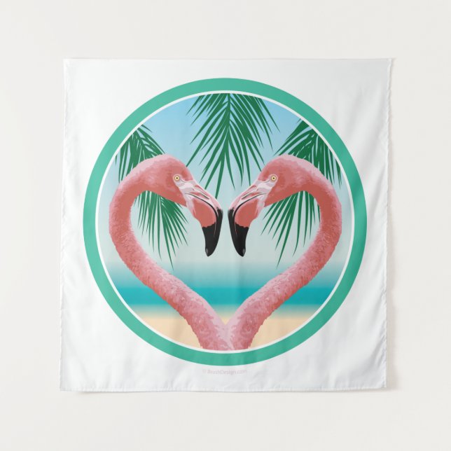 Tapiz Flamingo Love (Valentine tropical) (Anverso)