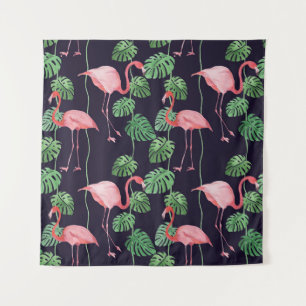 Tapiz Flamingo Oscuro: Pequeño Patrón De Acuarela.