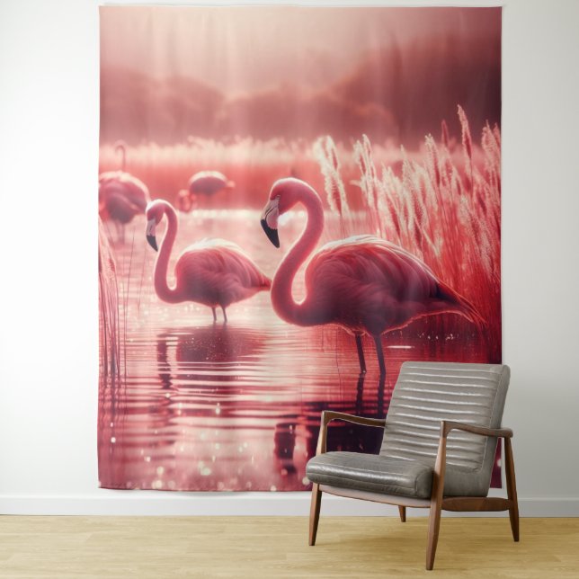 Tapiz Flamingos de tono rosa (In situ)
