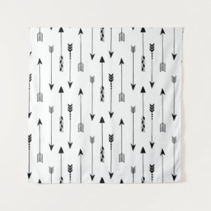 Tapiz Flechas tribales sobre fondo blanco. Mano sin cost