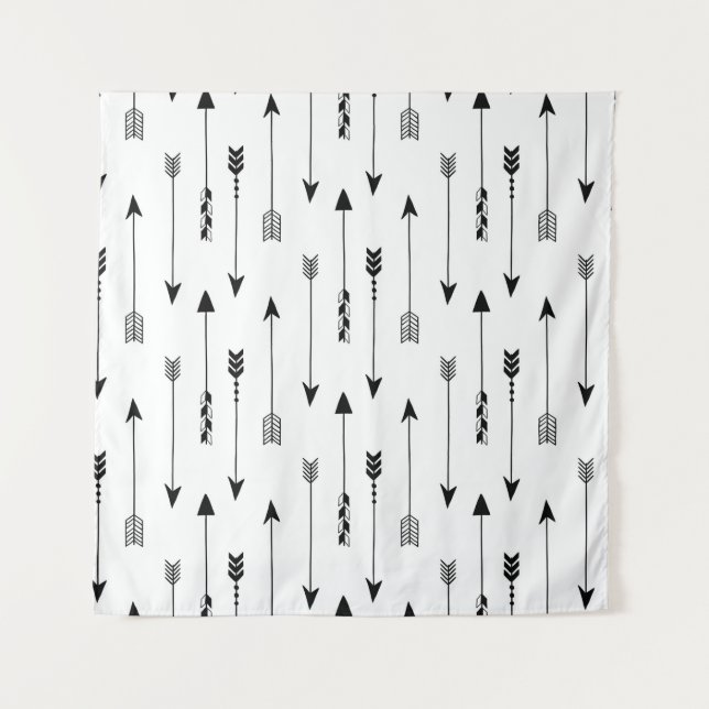 Tapiz Flechas tribales sobre fondo blanco. Mano sin cost (Anverso)