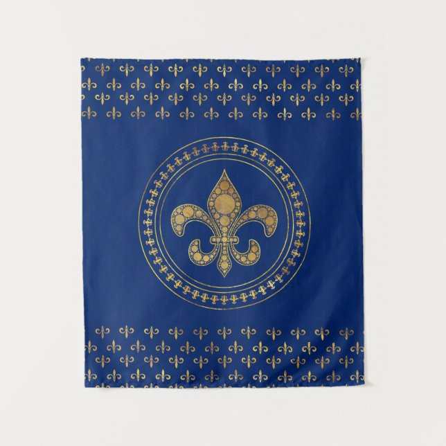 Tapiz Fleur-de-lis - Oro y azul real (Anverso)