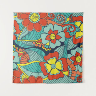 Tapiz Flor abstracta de garabato. Ilustracionfloral,patr