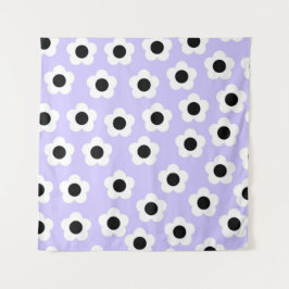 Tapiz Flor blanca y negra con fondo azul