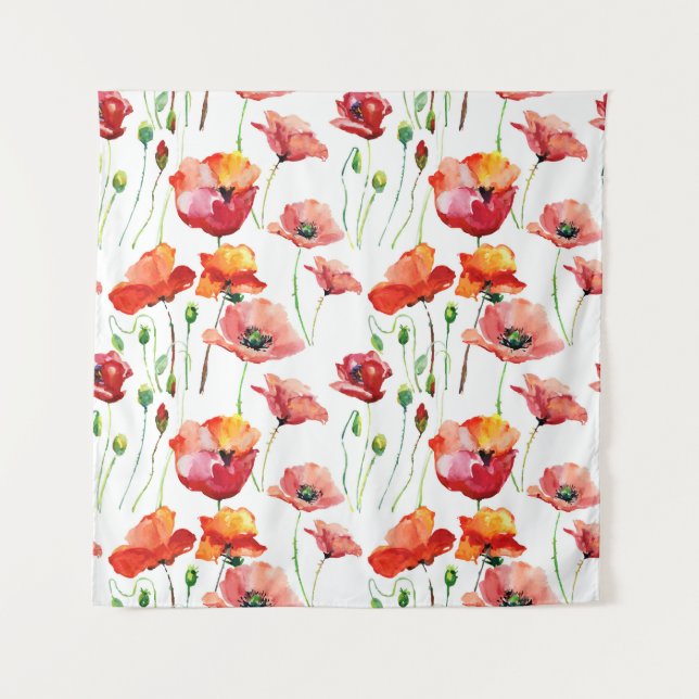 Tapiz Flor De Adormidera: Sencillo Fondo Sin Marea. (Anverso)