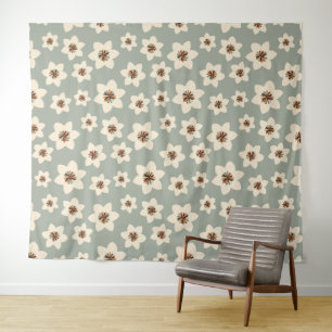 Tapiz Flor de Boho - fondo verde sabio